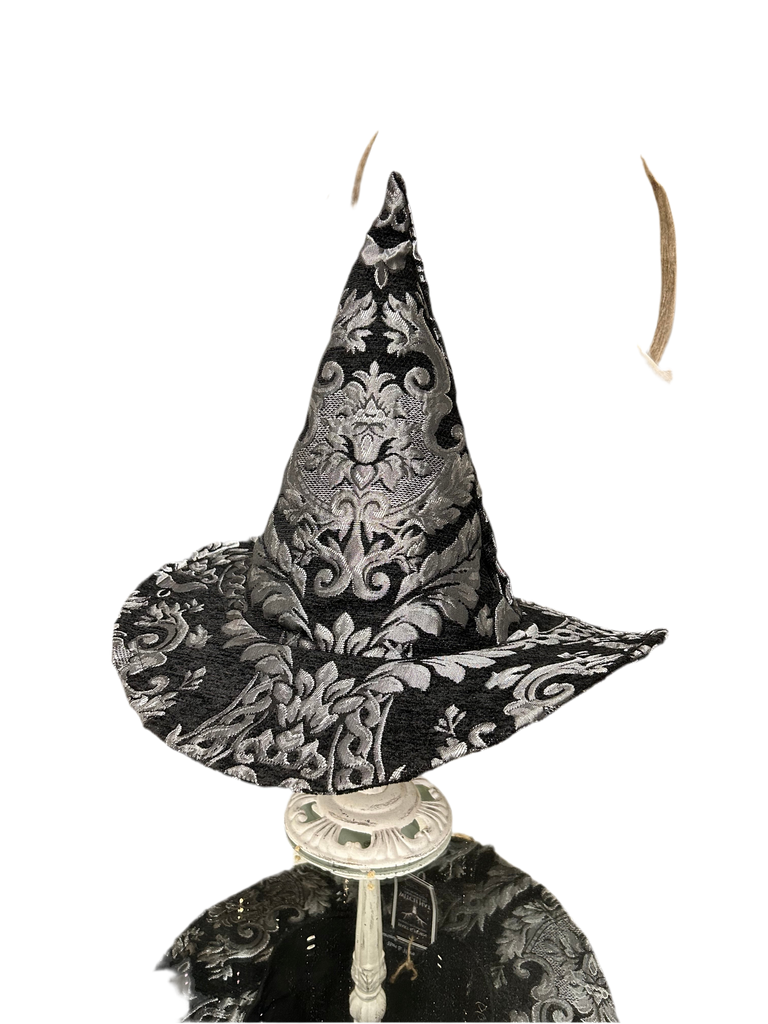 Black and Silver Tapestry Witch Hat